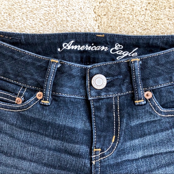 American Eagle | Dark Wash Midi Cutoff Jean Shorts - Picture 3 of 5